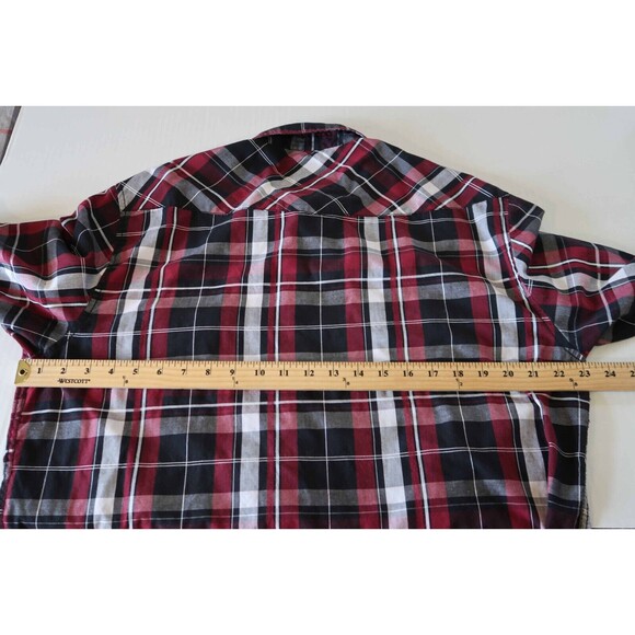 Chalc Shirt Mens Size XL Long Sleeve Button-Up Black Red Plaid Western Rodeo - Picture 4 of 9